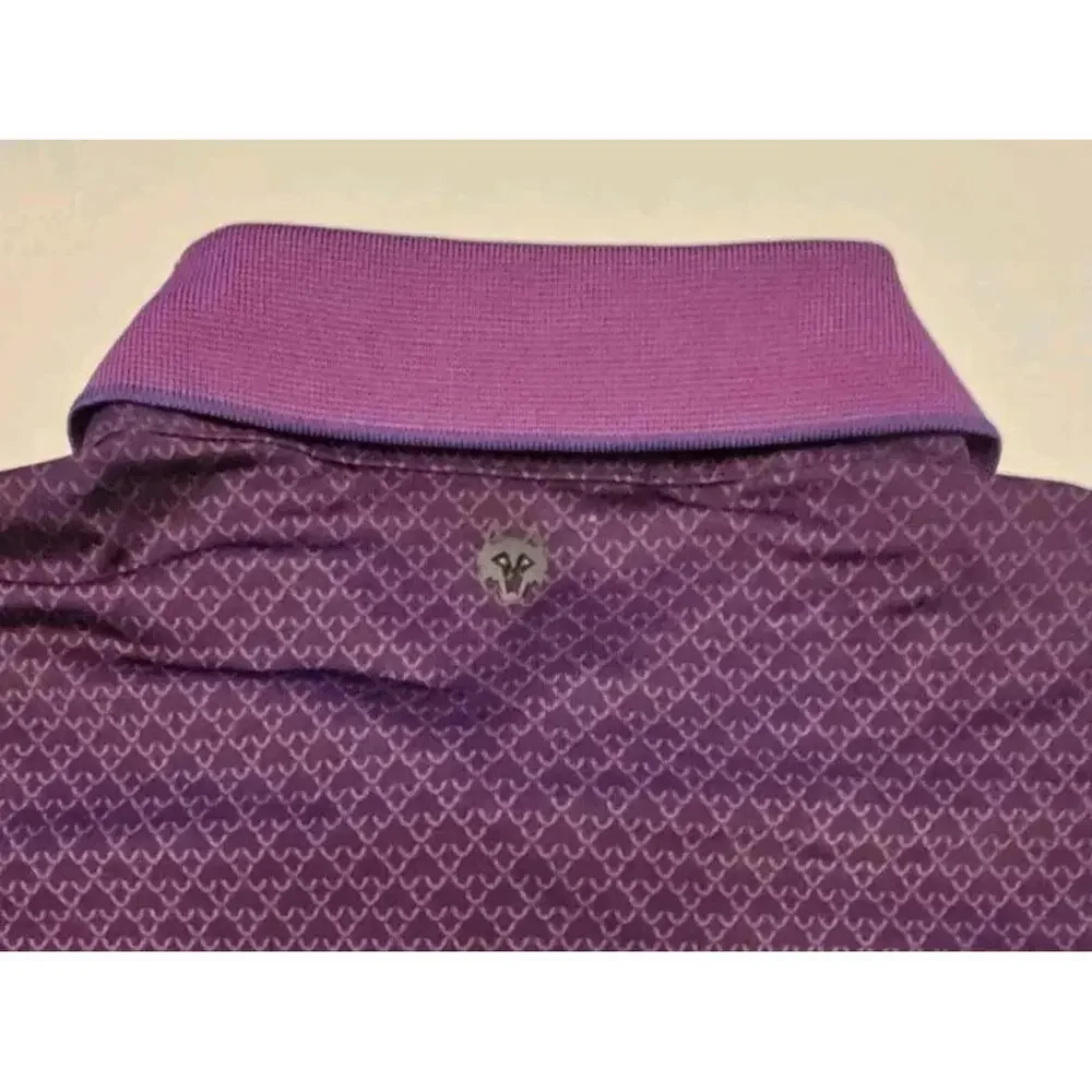 Greyson Polo Men’s Medium Purple Geometric Wolf Performance‎ Golf EUC